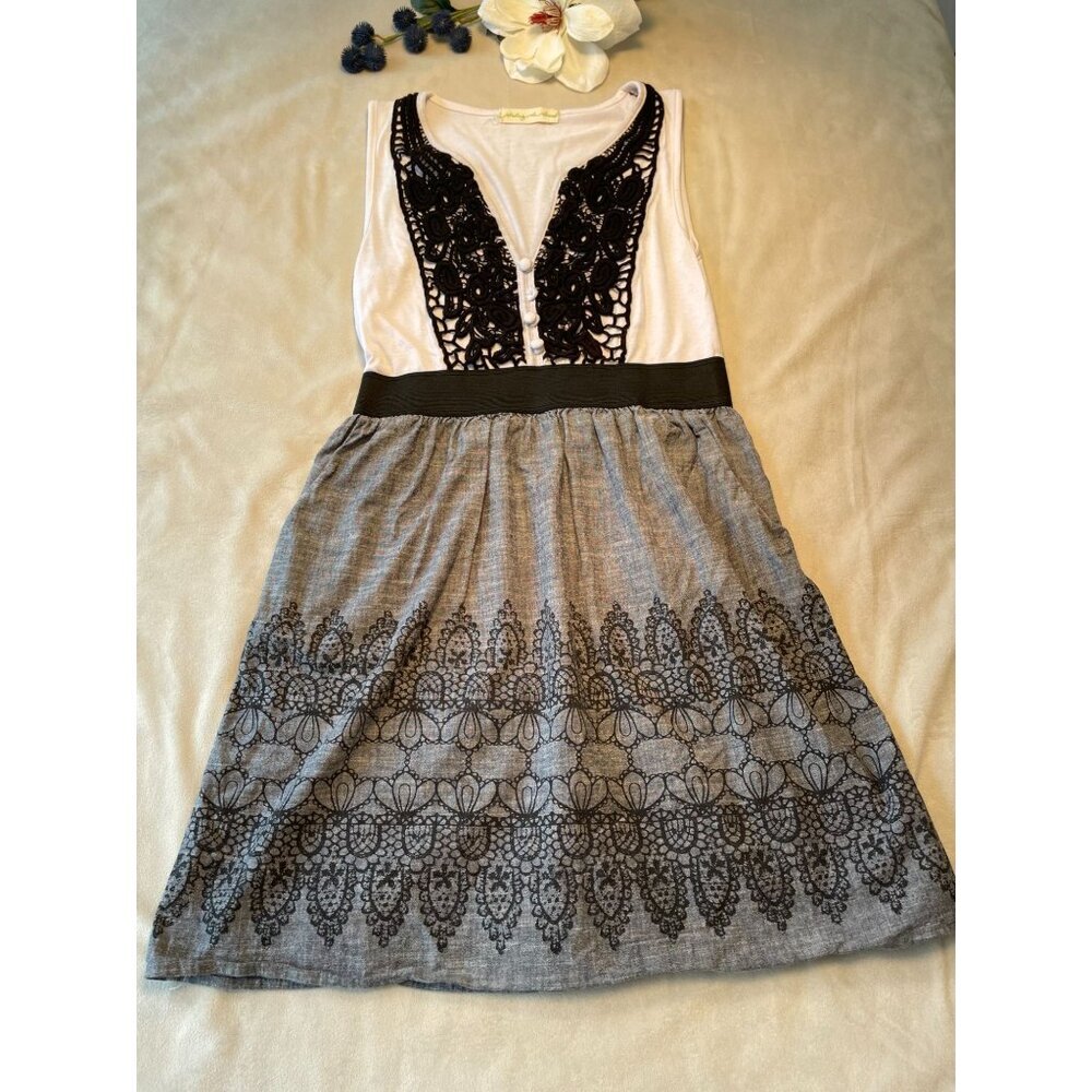 Anthropologie Staring at Stars Midi Lace Boho Dress Y2k Cottagecore Size 5